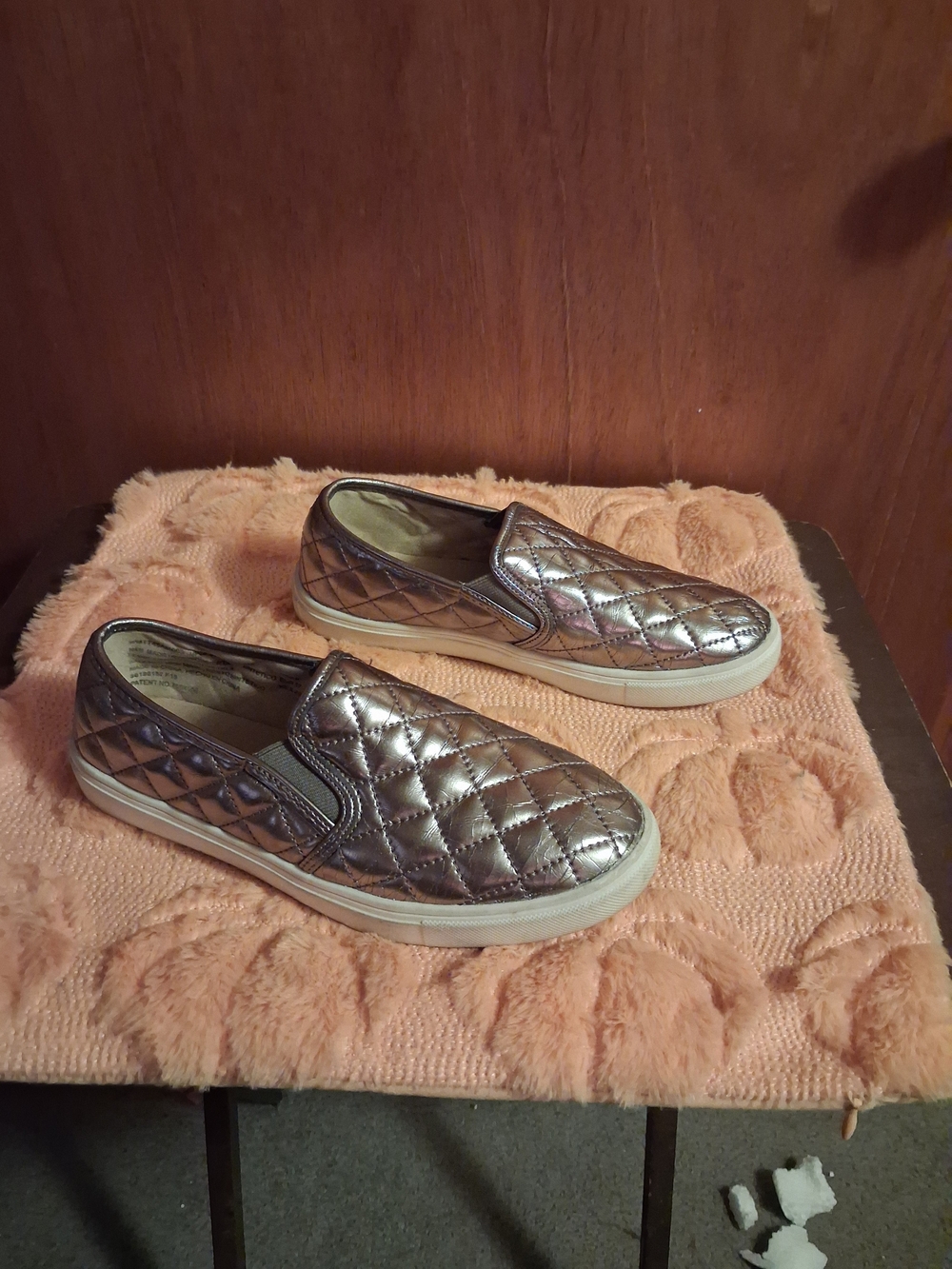 Time and Tru Quilted Metallic Slip-On Flats in Rose Gold